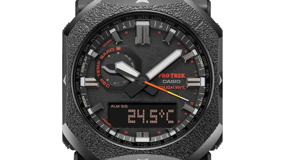 Casio PRO TREK Climber Line Triple-Sensor Atomic-Solar Watch - Mens, Gray, PRW6900BF-1