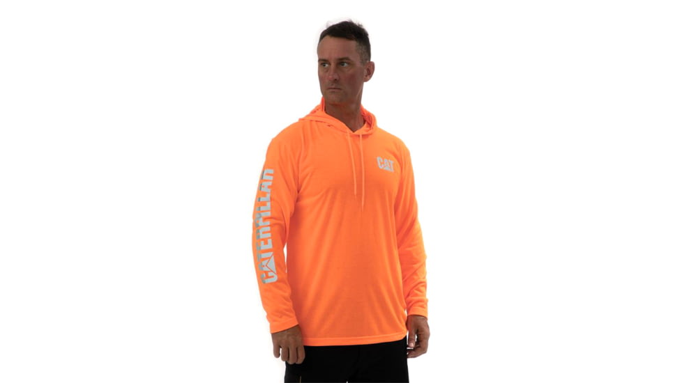 CAT Hi-Vis UDF Hooded Banner L/S Tee - Men's, Hi-Vis Orange, M, 1510568-12131-M