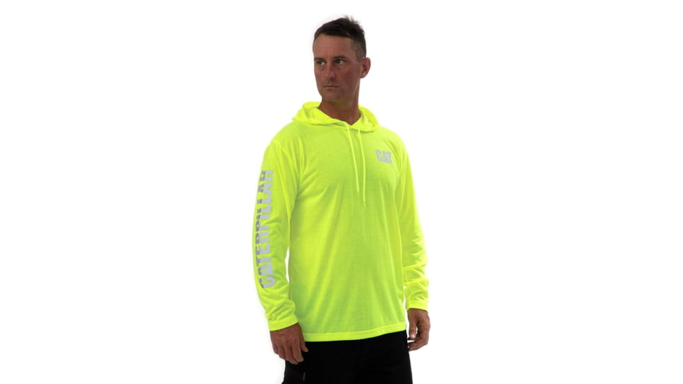 CAT Hi-Vis UDF Hooded Banner L/S Tee - Men's, Hi-Vis Yellow, L, 1510568-12130-L