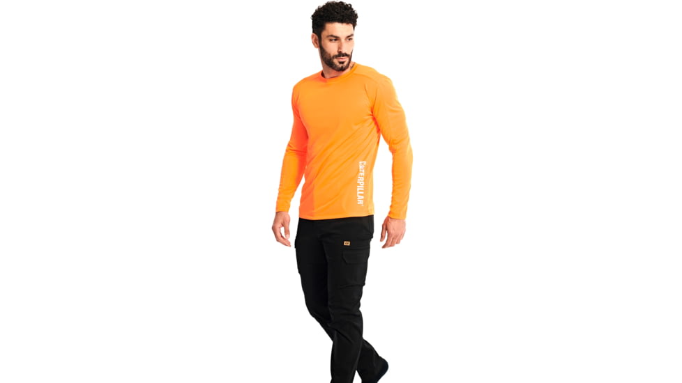 Caterpillar Coolmax Long Sleeve T-Shirt - Men's, 2XL, Hi Vis Orange, 1510577-12131-2XL