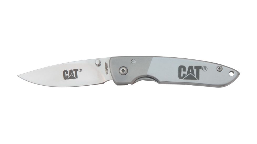 Caterpillar Hi Tech Linerlock Folding Knife,Stainless Blade, Stainless Handle CAT77