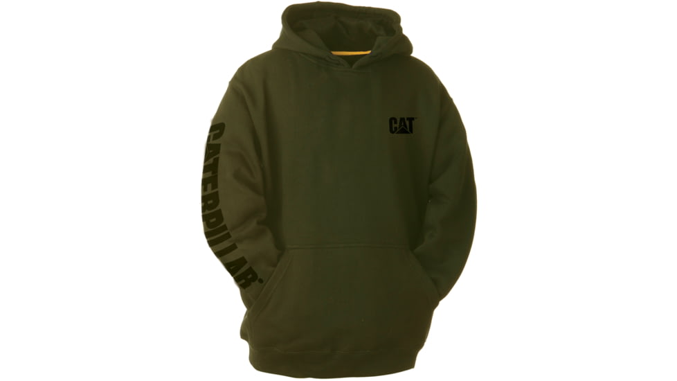 Caterpillar Trademark Banner Hooded Sweatshirt - Men's, Small, Regular, Army Moss, 1910709-10639-S