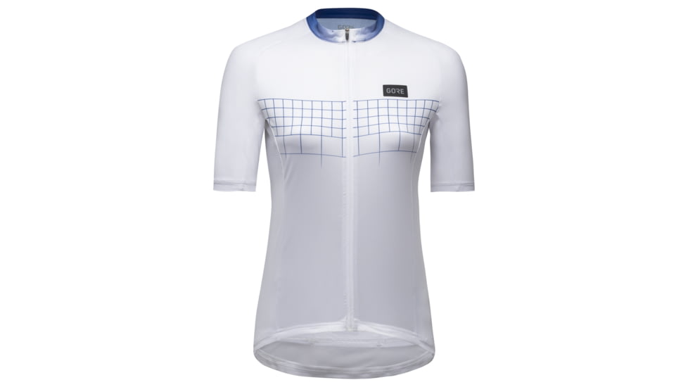 GOREWEAR Grid Fade Cycling Jersey 2.0 Womens in White/Ultramarine Blue Medium 8-10 Slim fit 4AA84AF8, 100973-01BL-40