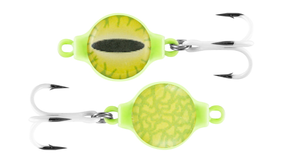 Celsius DGT Jig Double 3D eye Glow body &amp; Treble 1/16oz, Chartreuse Green Web Glow, CEL-DGT16-CGW