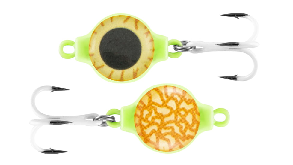 Celsius DGT Jig Double 3D eye Glow body &amp; Treble 1/16oz, Chartreuse Red Web Glow, CEL-DGT16-CRW