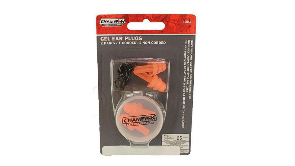 Champion Traps and Targets Ear Plugs w/ Storage, Pack of 2, 1 Corded, 1 Uncorded, Orange, 0, 40964