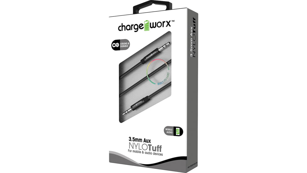 Chargeworx Cable, Aux, 3ft, Black, CHA-CX4740BK