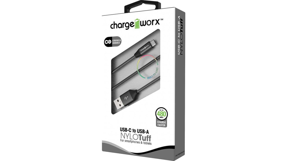 Chargeworx Cable, USB-C, 3ft, Black, CHA-CX4764BK