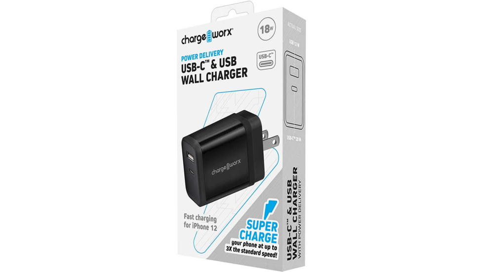 Chargeworx PD Wall Charger, Dual, Black, CHA-CX3088BK