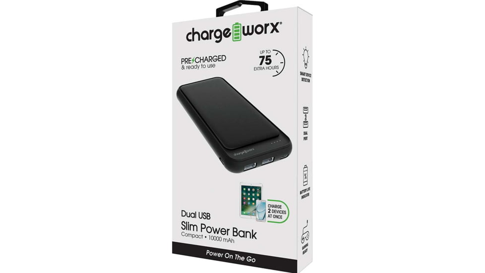 Chargeworx Power Bank, 10000mAh, Black, CHA-CX6861BK