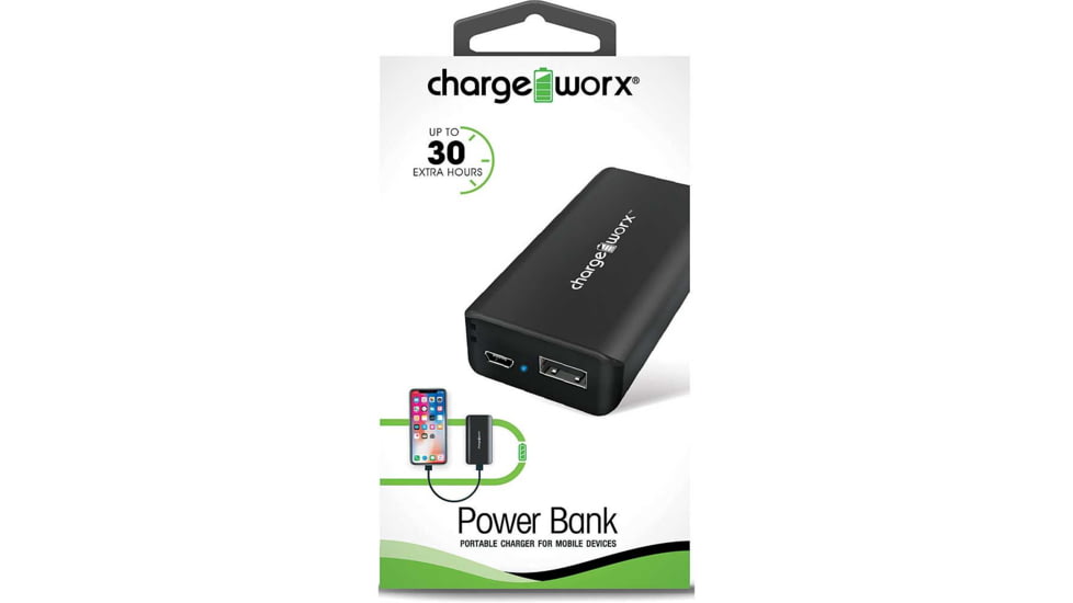 Chargeworx Power Bank, 4000mAh, Black, CHA-CX6618BK