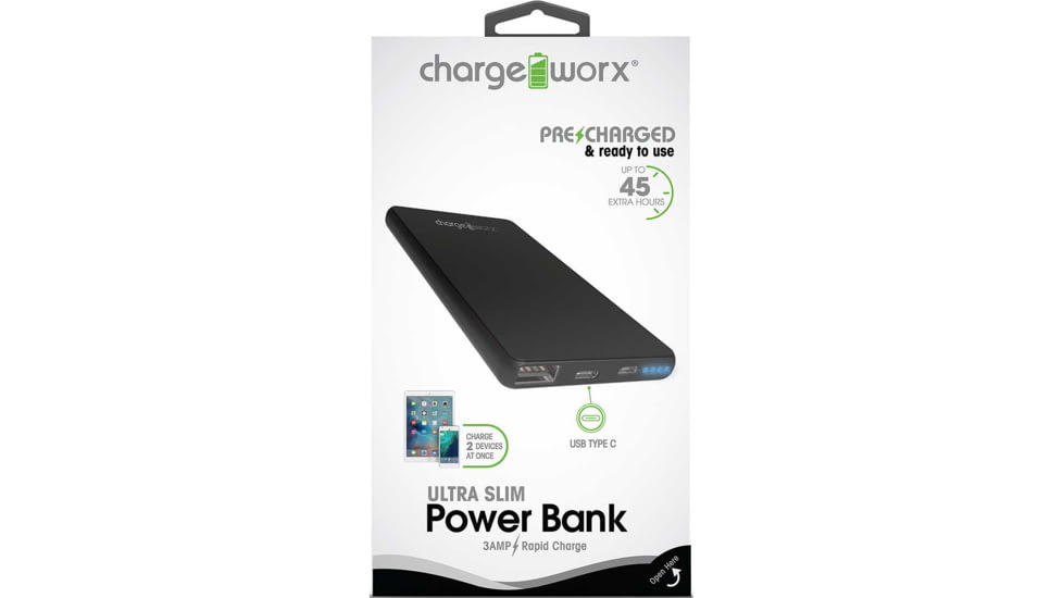 Chargeworx Power Bank, 6000mAh, Black, CHA-CX6608BK