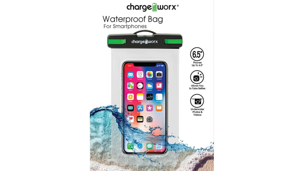 Chargeworx Waterproof Sleeve for Phones, Clear, CHA-CX7201CL