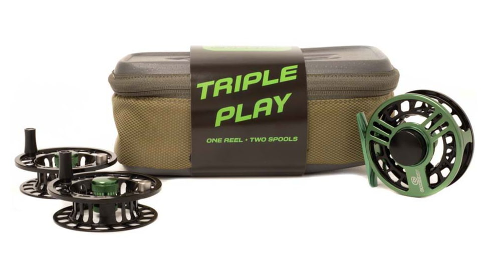 Cheeky Fishing Launch Triple Play Fly Reel and Spool Bundle, 3.25in, Green/Black, C-LAU-325-TGB