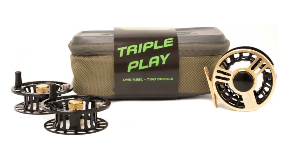Cheeky Fishing Launch Triple Play Fly Reel and Spool Bundle, 3.5in, Gold/Black, C-LAU-350-TGB