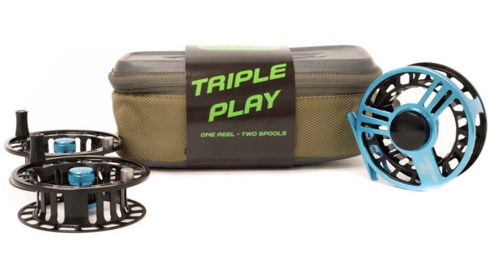 Cheeky Fishing Launch Triple Play Fly Reel and Spool Bundle, 4in, Blue/Black, C-LAU-400-TBB
