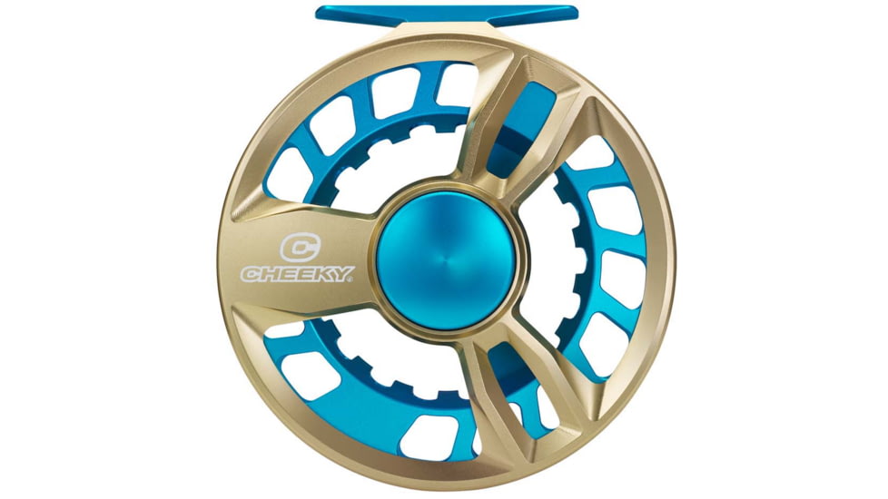 Cheeky Fishing Limitless 425 Fly Reel, Gold/Aqua, 7-10 wt, 4.25 in diameter, C-LIM-425-RGA