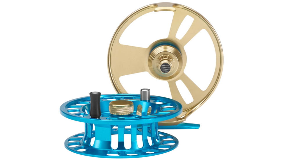 Cheeky Fishing Limitless 425 Fly Reel, Gold/Aqua, 7-10 wt, 4.25 in diameter, C-LIM-425-RGA
