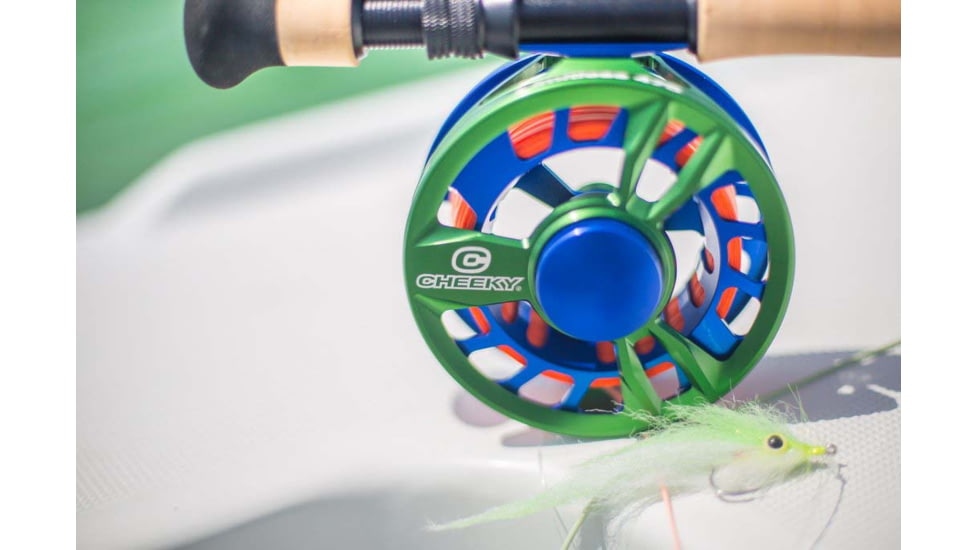 Cheeky Fishing Limitless 475 Fly Reel, Green/Blue, 10-12 wt, 4.75 in diameter, C-LIM-475-RGB