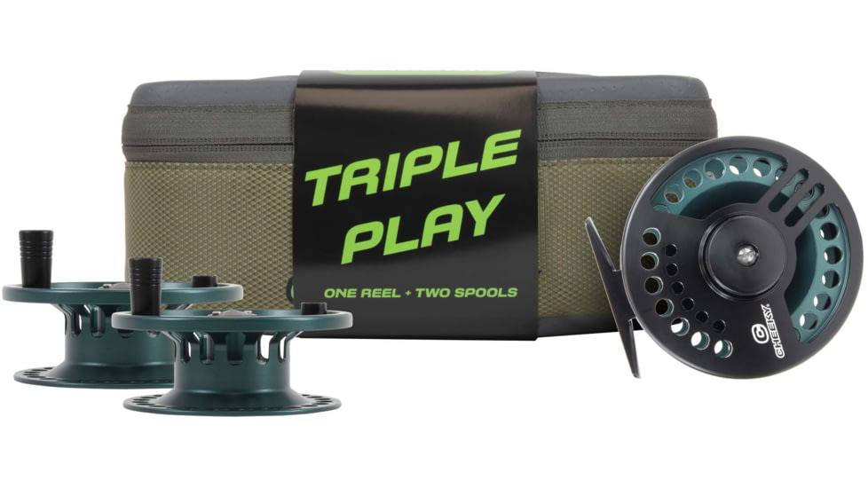 Cheeky Fishing Sighter Triple Play Fly Reel and Spool Bundle, 3.5in, Black/Emerald, C-SIG-350-TBE