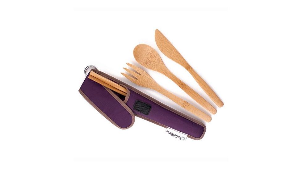 Chicobag ToGoWare Utensil Set, Mulberry, Mulberry, Bamboo And Recycled Pet, 1 Year Mfg Warranty, CHC-13231