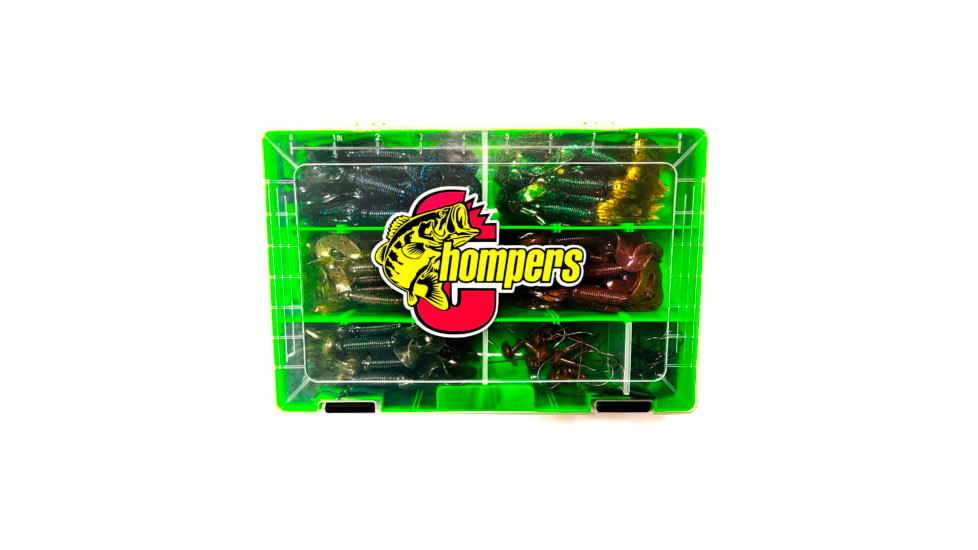 Chompers 4 Skirted Twin Tail Grub Kit - 67 Pieces, Green, HG4KIT-23
