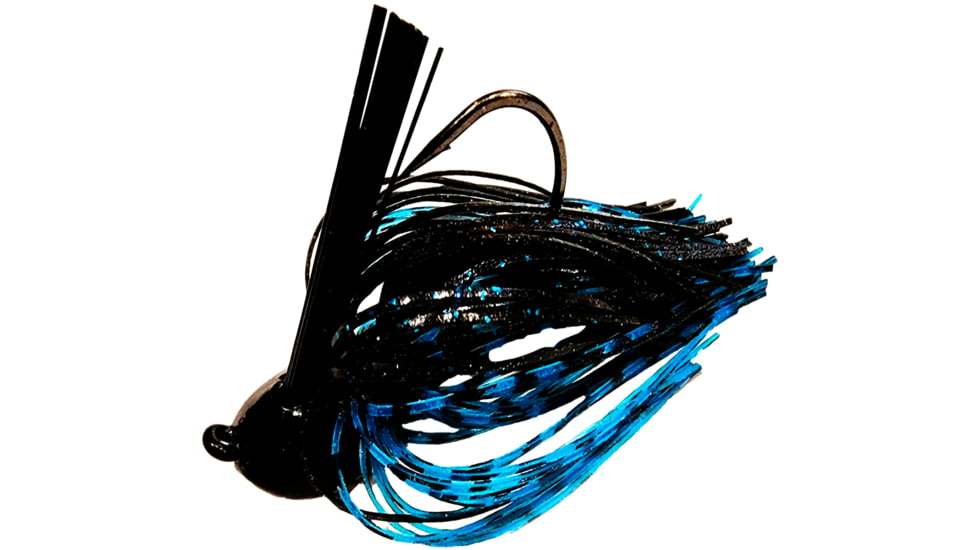 Chompers Flipping Brush Jigs 5/8 oz - 2 Pack, Black/Blue Flash, FFSBJ58-215