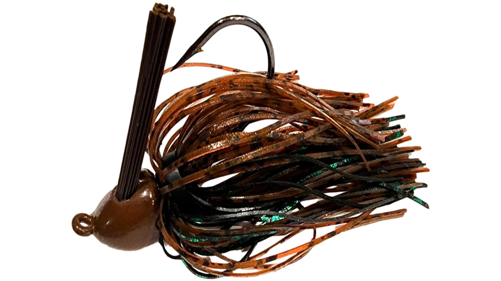 Chompers Flipping Brush Jigs 3/8 oz - 2 Pack, Brown/Green Flash/ Davenport Special, FFSBJ38-207