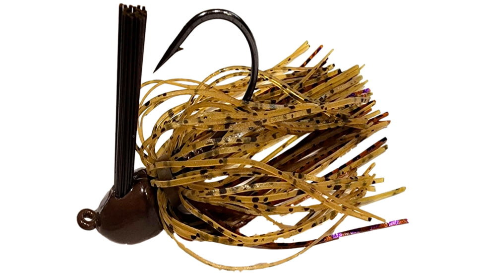 Chompers Flipping Brush Jigs 3/8 oz - 2 Pack, Green Pumpkin/Purple Flash, FFSBJ38-203