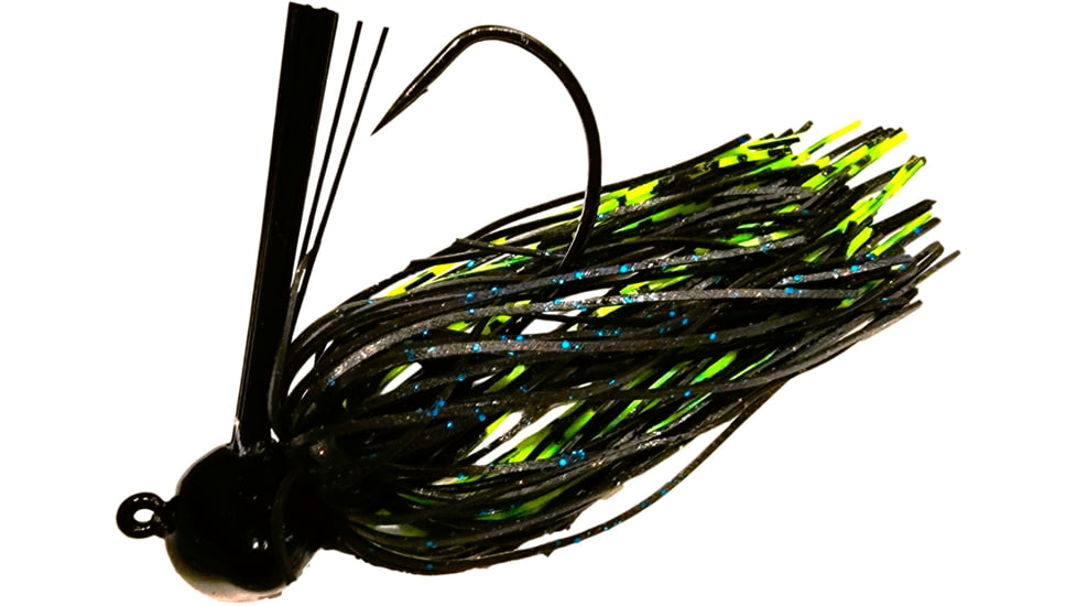 Chompers Skirted Football Jig 3/8 oz - 2 Pack, Black Blue/Chartreuse, SFB38-211