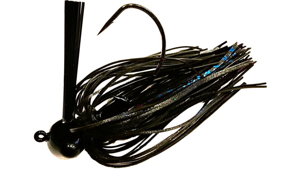 Chompers Skirted Football Jig 3/8 oz - 2 Pack, Black Purple Flash, SFB38-201