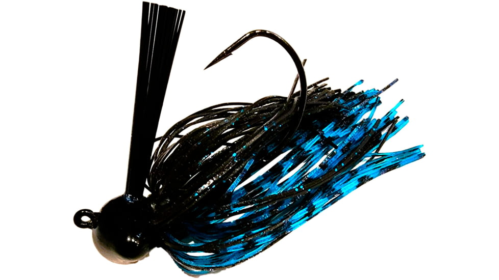 Chompers Skirted Football Jig 5/8 oz - 2 Pack, Black/Blue Flash, SFB58-215