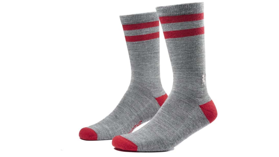 Chrome Industries Merino Crew Socks 4FB5FE33, Grey Red Stripe, SM / MD, AC-236-GRSP-NA-SM/MD