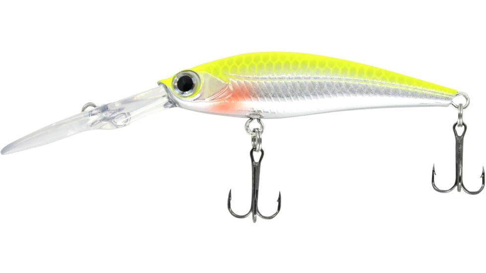 CHUBBS Diving Minnow, 2 1/4in, 3/16oz, #6 Hooks, Silver Chartreuse, YDVM-SLC