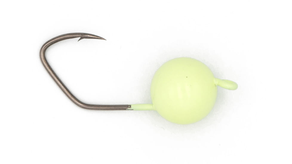 CHUBBS Floating V-Loc Jigheads, 5 Pack, 1/2in Diameter Head Size, Glow, YFJH5-GLO