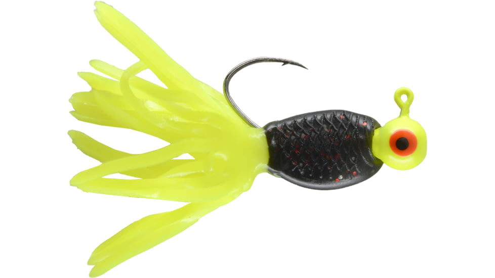 CHUBBS Panfish Broom Tail, 3 Pack, 1/16 oz, #2 Hook, Chart + Black/Chart, YBT116-CBC