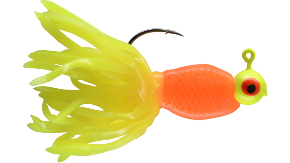 CHUBBS Panfish Broom Tail, 3 Pack, 1/16 oz, #2 Hook, Chart + Orange/Chart, YBT116-COC