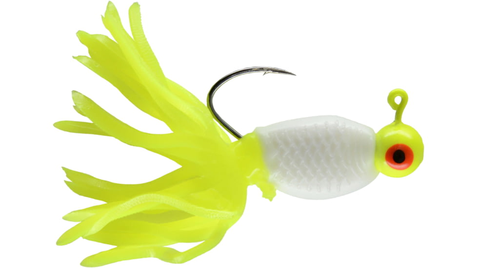 CHUBBS Panfish Broom Tail, 3 Pack, 1/16 oz, #2 Hook, Chart + White/Chart, YBT116-CWC