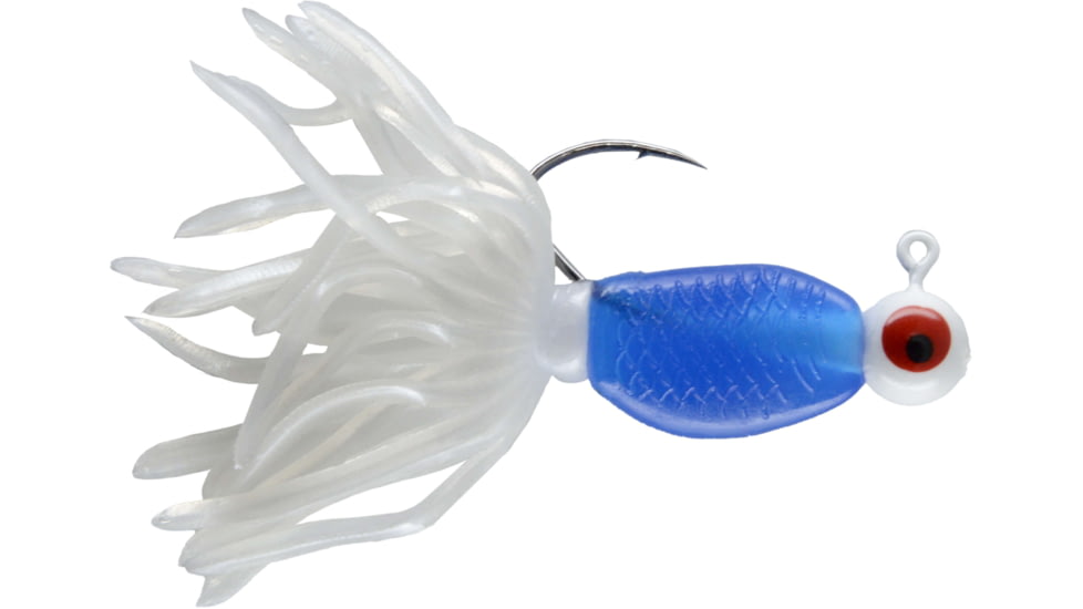 CHUBBS Panfish Broom Tail, 3 Pack, 1/16 oz, #2 Hook, White + Blue/White, YBT116-WBW