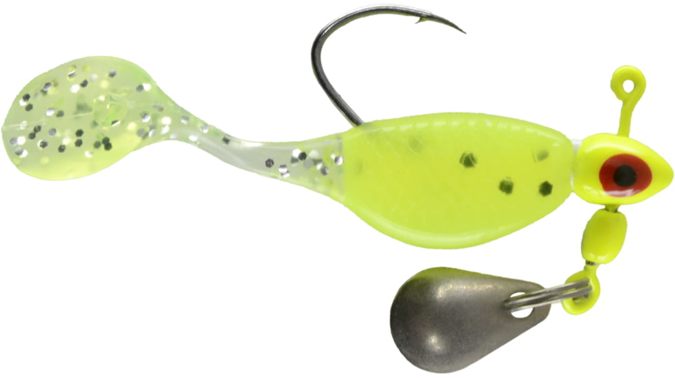 CHUBBS Panfish Paddle Shad, 3 Pack, 1/16 oz, #4 Hook, Chart + Chart, YPS116-CC