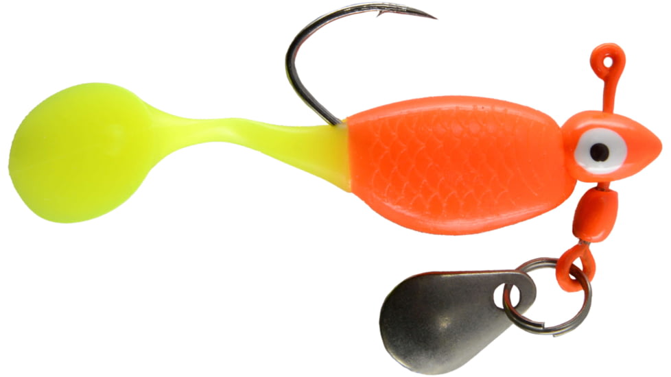 CHUBBS Panfish Paddle Shad, 3 Pack, 1/16 oz, #4 Hook, Orange + Orange/Chart, YPS116-OOC