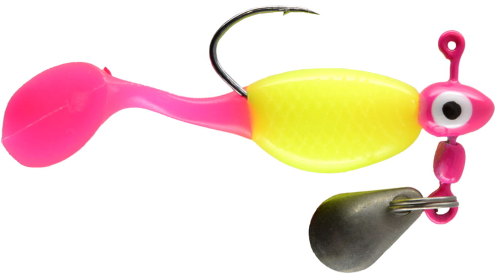 CHUBBS Panfish Paddle Shad, 3 Pack, 1/16 oz, #4 Hook, Pink+ Chart/Pink, YPS116-PCP