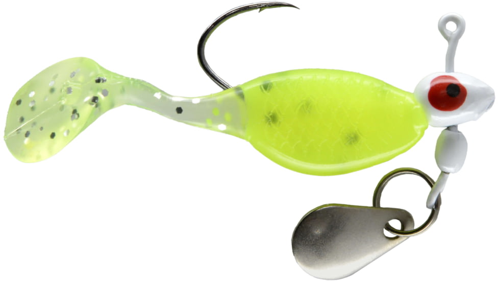CHUBBS Panfish Paddle Shad, 3 Pack, 1/16 oz, #4 Hook, White + Chart Mf, YPS116-WCM