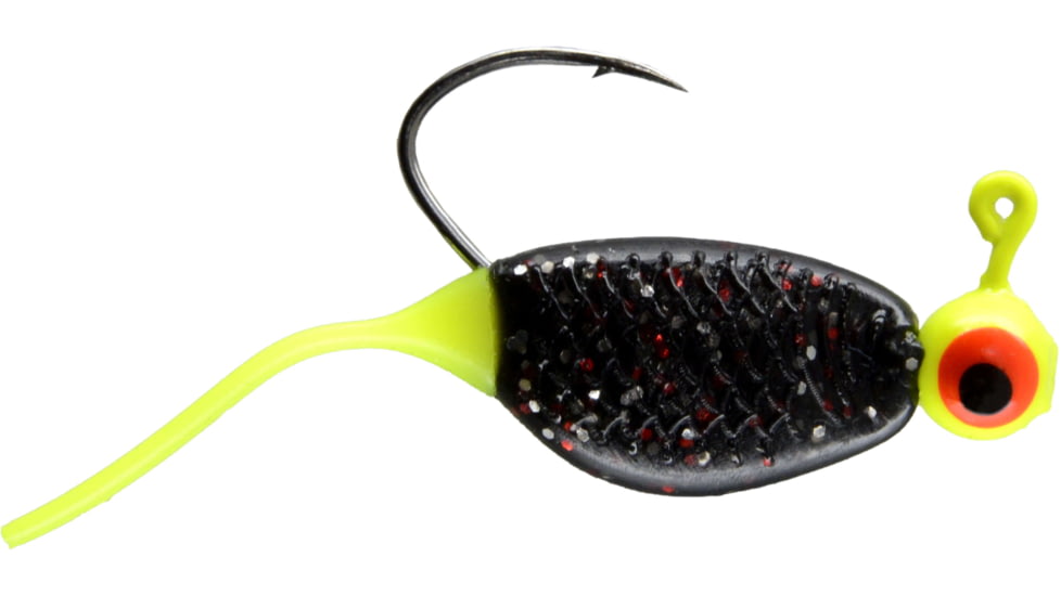 CHUBBS Panfish Pin Tail Shad, 3 Pack, 1/32 oz, #4 Hook, Chart + Black/Chart, YPT132-CBC