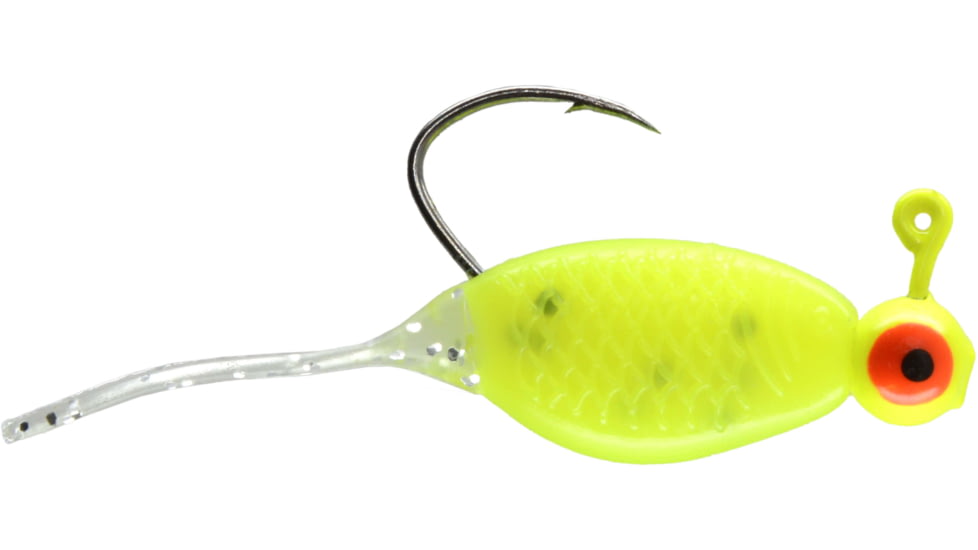 CHUBBS Panfish Pin Tail Shad, 3 Pack, 1/32 oz, #4 Hook, Chart + Chart/Black Flake, YPT132-CCBF