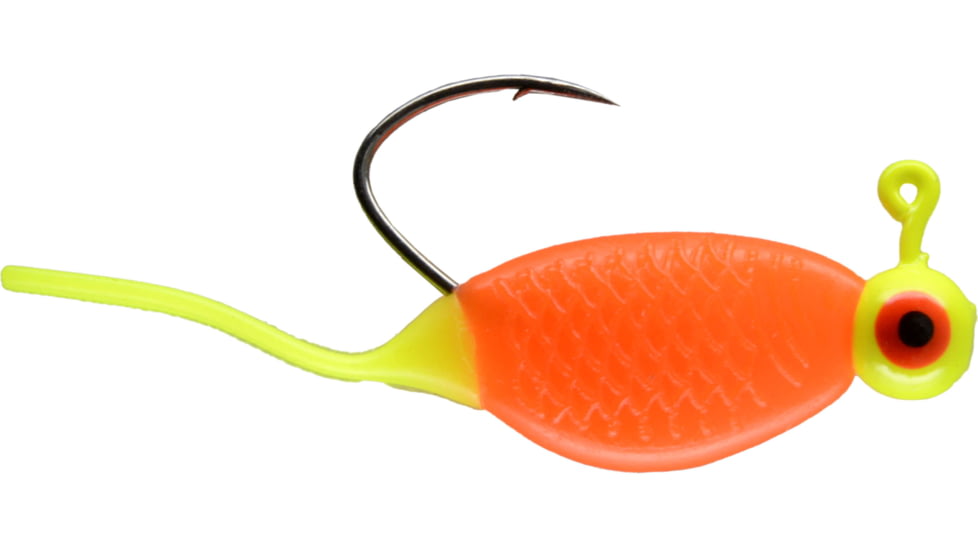 CHUBBS Panfish Pin Tail Shad, 3 Pack, 1/32 oz, #4 Hook, Chart + Orange/Chart, YPT132-COC