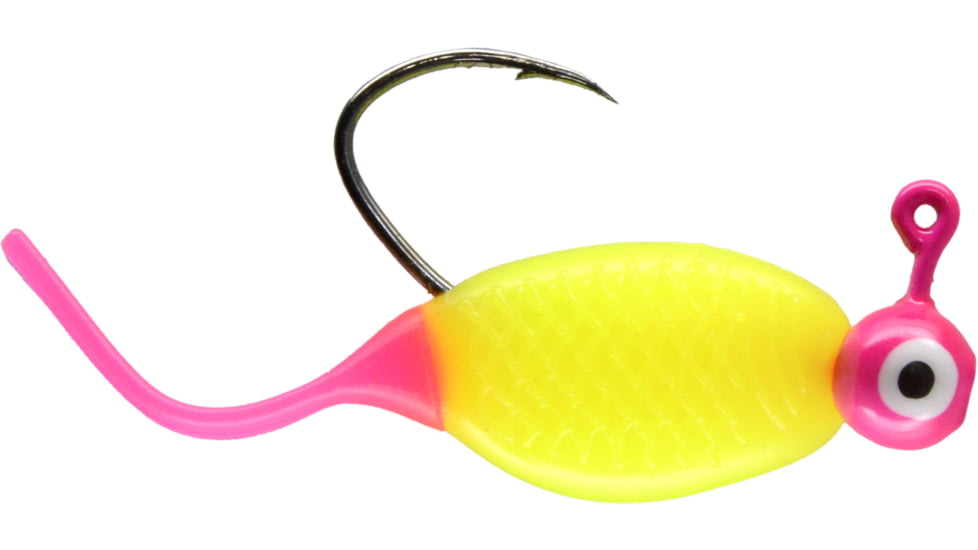 CHUBBS Panfish Pin Tail Shad, 3 Pack, 1/32 oz, #4 Hook, Pink + Chart/Pink, YPT132-PCP