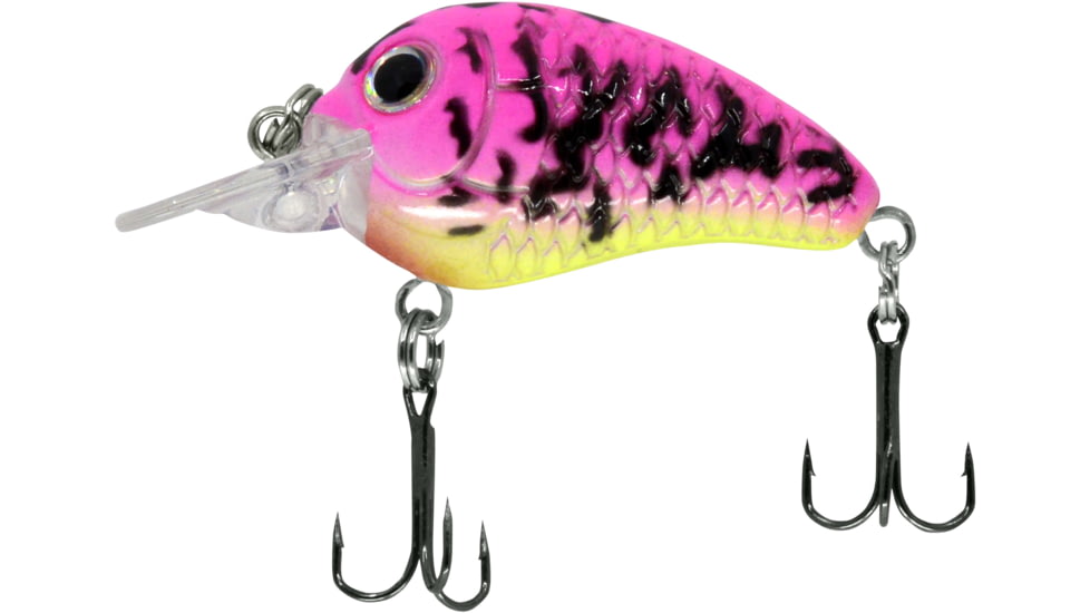 CHUBBS Panfish Square Bill, 1 1/4in, 1/16 oz, #12 Hook, Pink Splatter, Y125-35