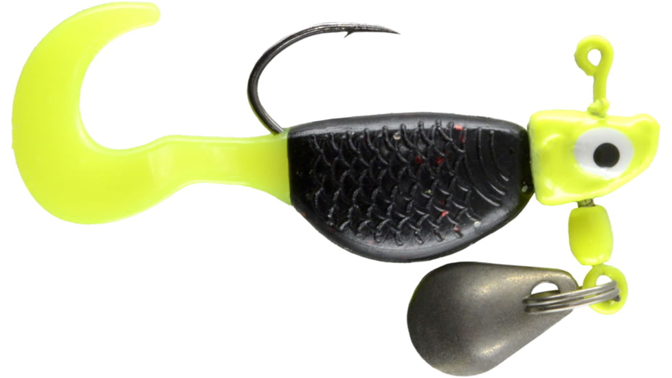 CHUBBS Panfish Wiggler, 3 Pack, 1/16 oz, #4 Hook, Chart + Black/Chart, YWG116-CBC