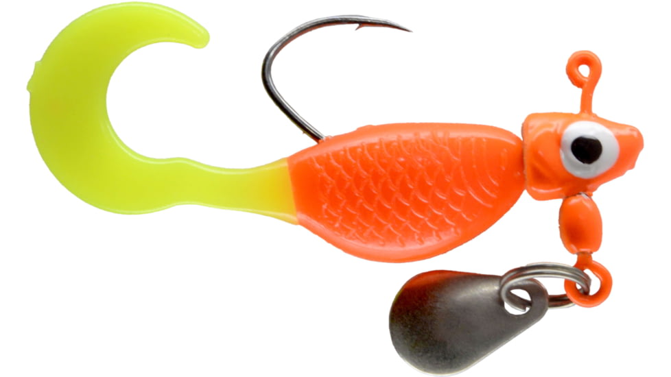 CHUBBS Panfish Wiggler, 3 Pack, 1/16 oz, #4 Hook, Orange + Orange/Chart, YWG116-OOC